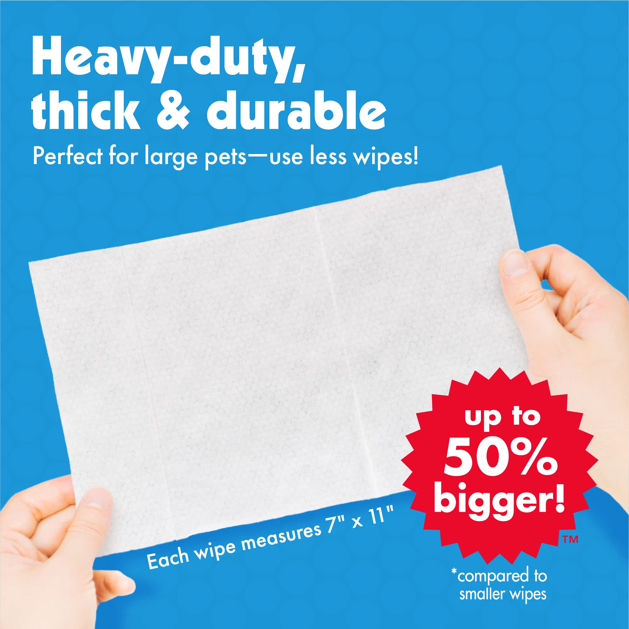 Petkin Pet Wipes large pack: 7x11 inch wipes reduce waste