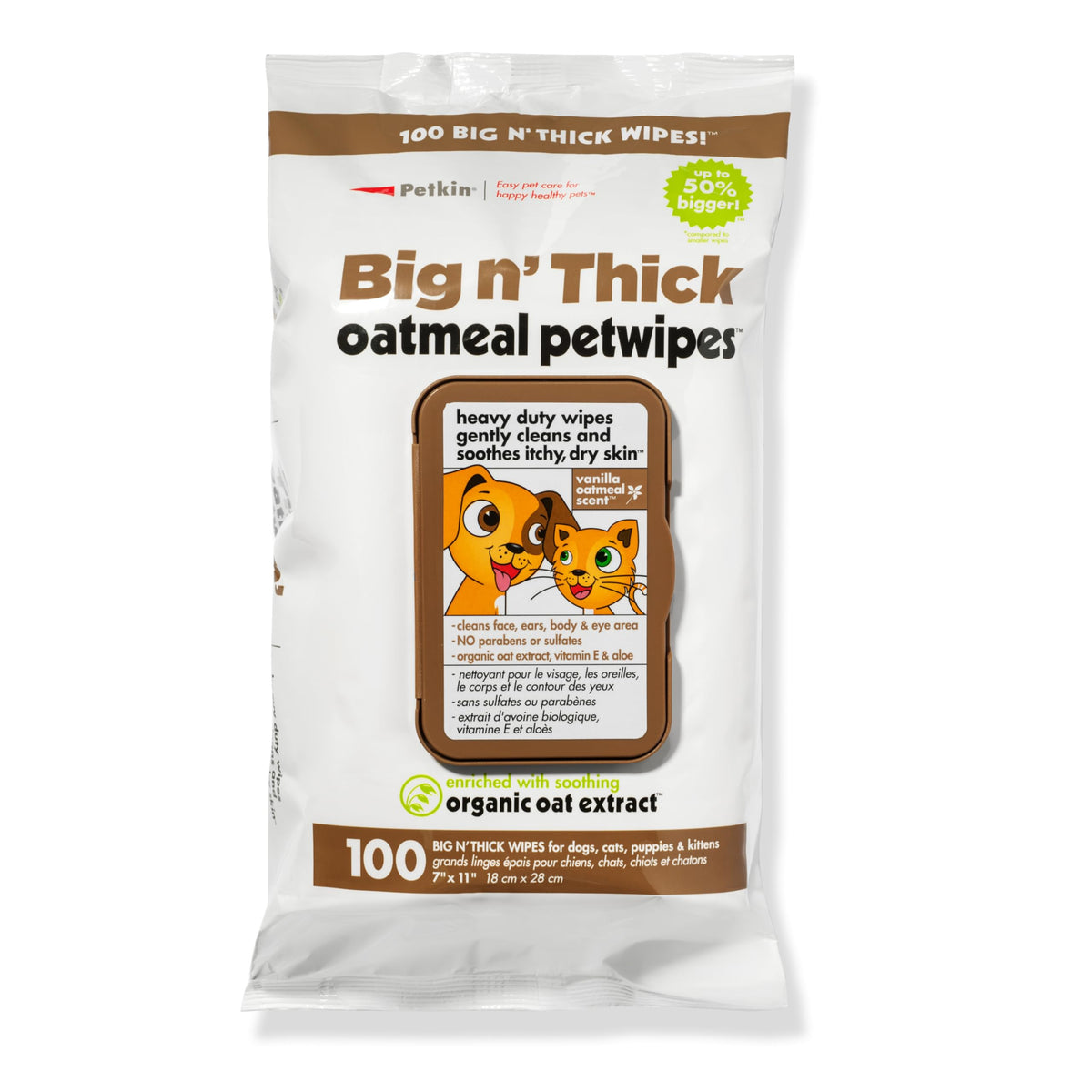 Petkin Pet Wipes Pack of 100 for fast, convenient daily cleanups.