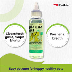 Petkin gel drops being applied around teeth for brush-free cleaning