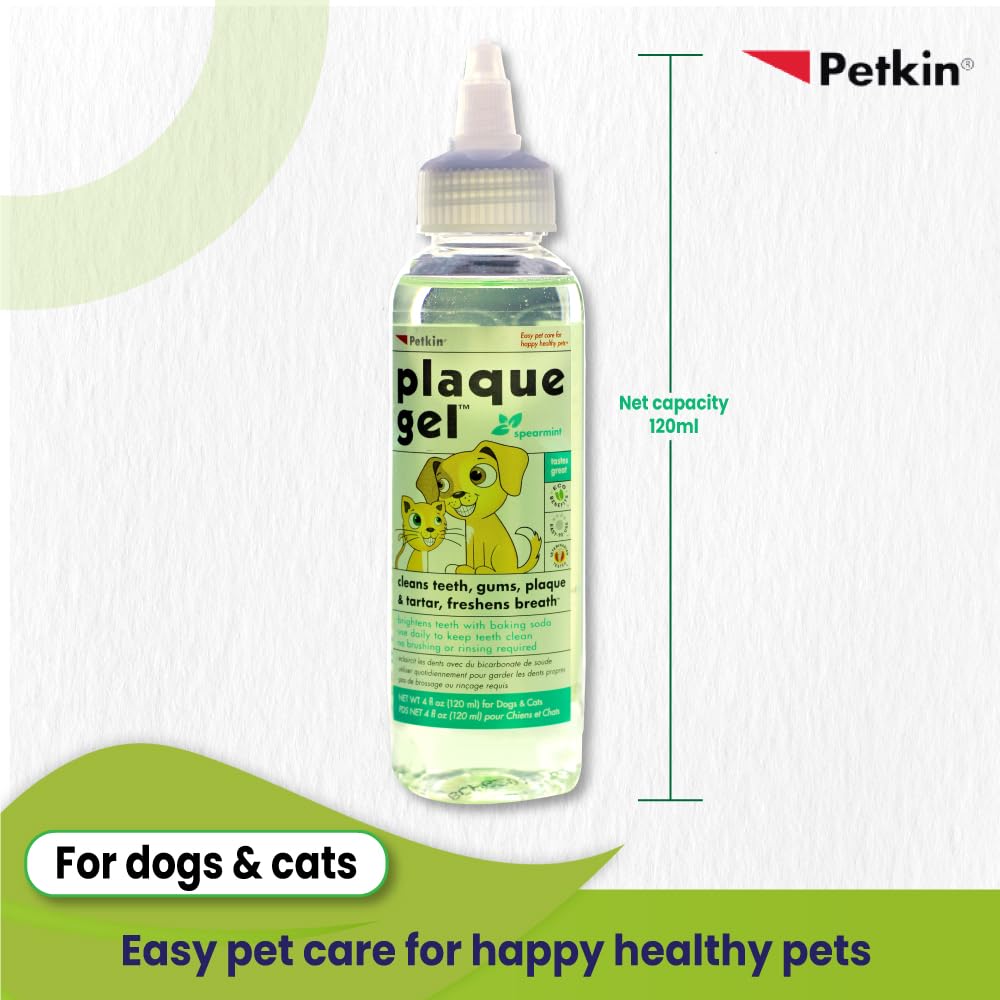 Petkin Plaque Remover Gel visuals suggesting fresher breath after use