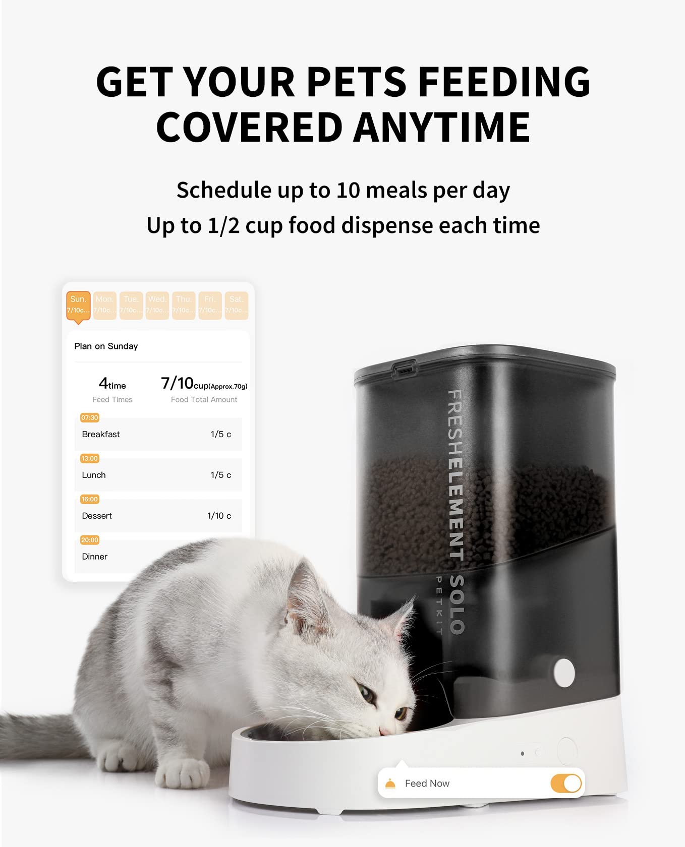 PETKIT automatic cat feeder precise dispense system reduces mess during feeding