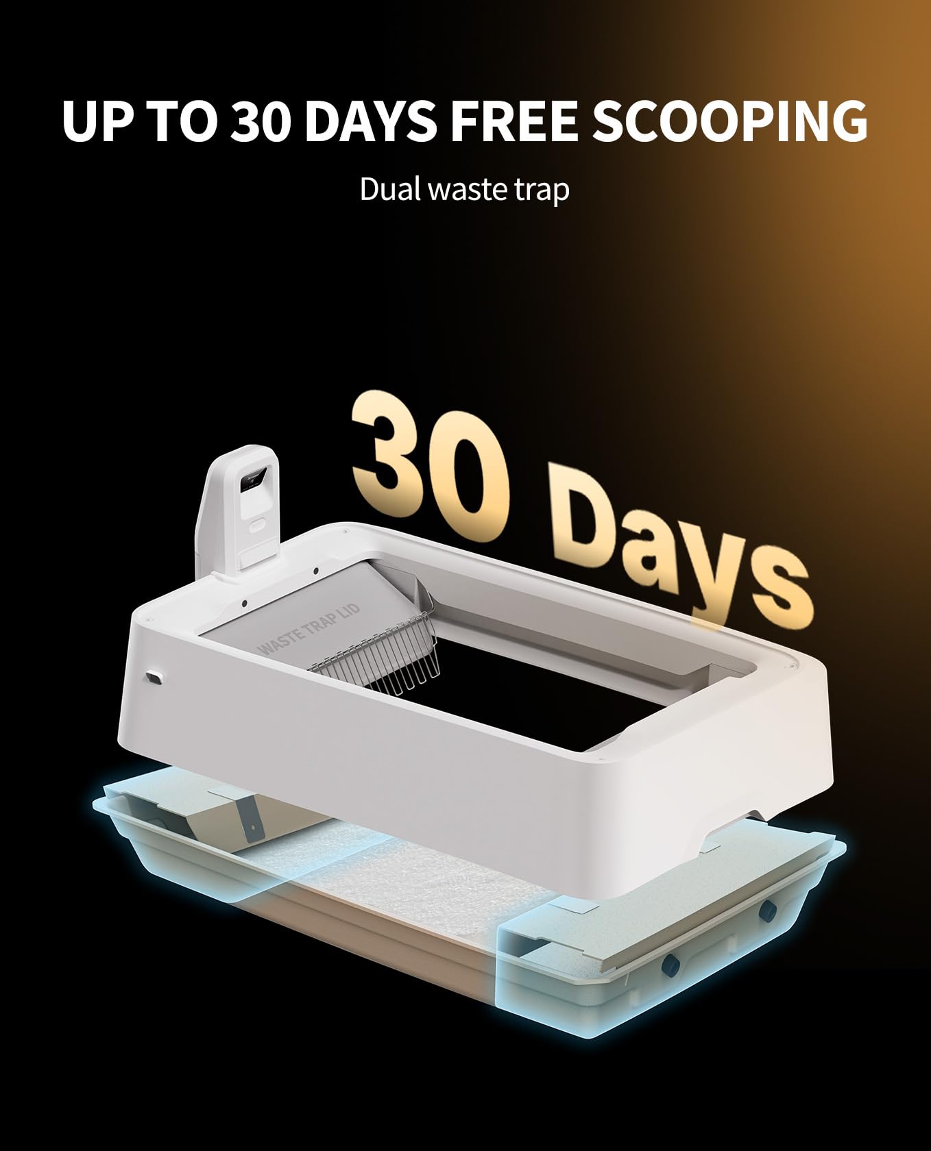 PETKIT Cat Litter Tray AI Camera side view featuring safety sensors and alerts