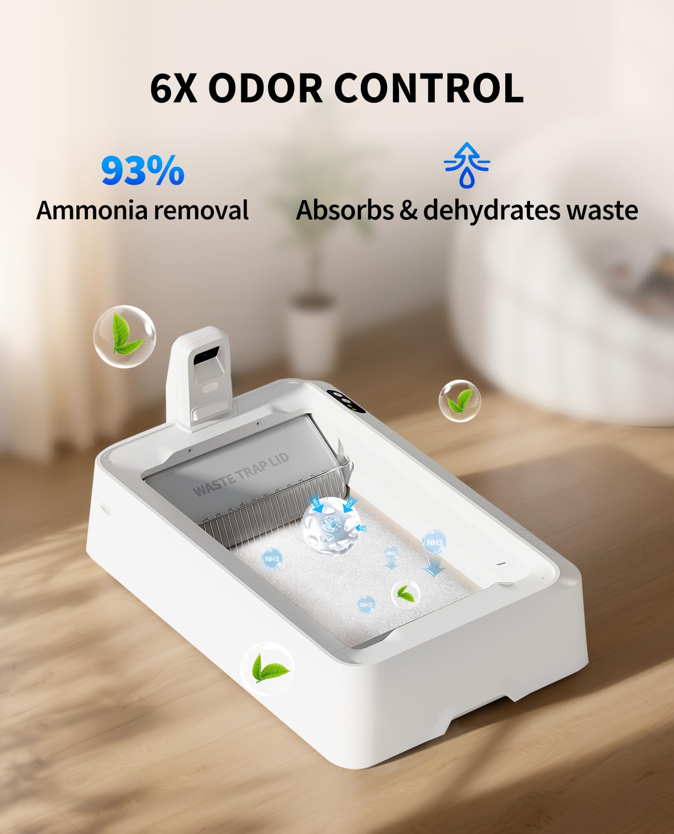 PETKIT Cat Litter Tray top-down view highlights 7.48 inch entry for easy access