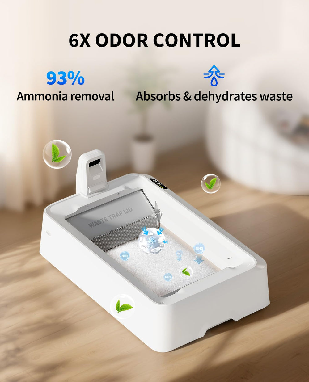 PETKIT Cat Litter Tray top-down view highlights 7.48 inch entry for easy access