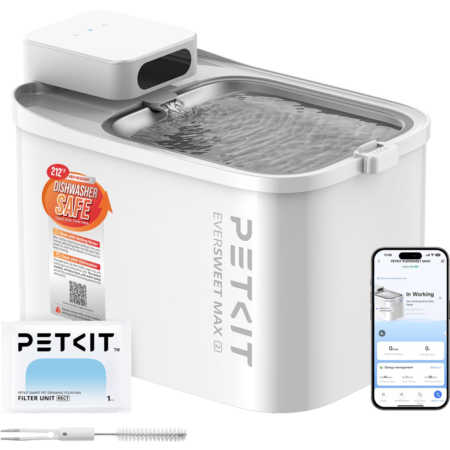 PETKIT cat water fountain cordless design for easy placement