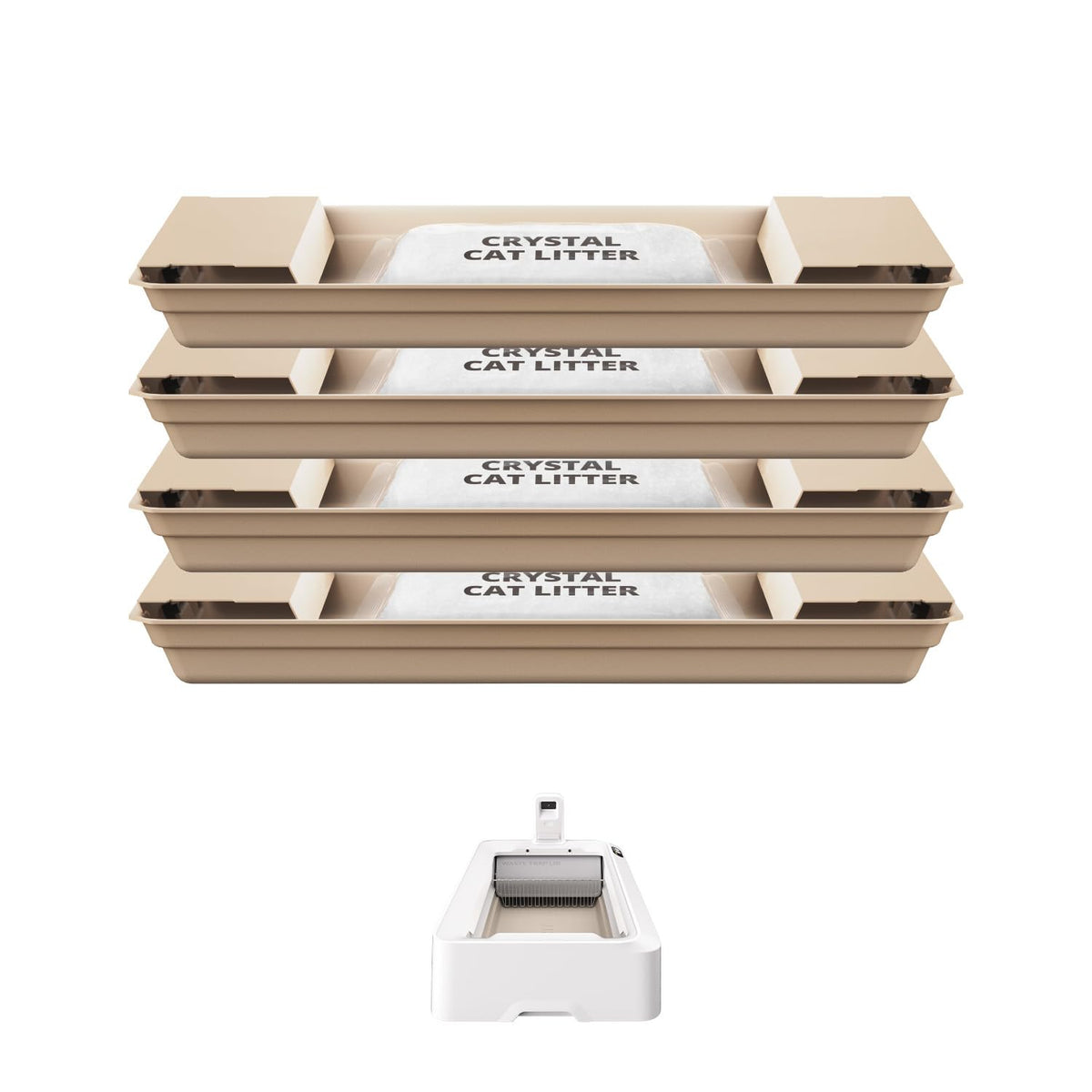 PETKIT Crystal Litter Tray front view shows dust-free design for a cleaner home
