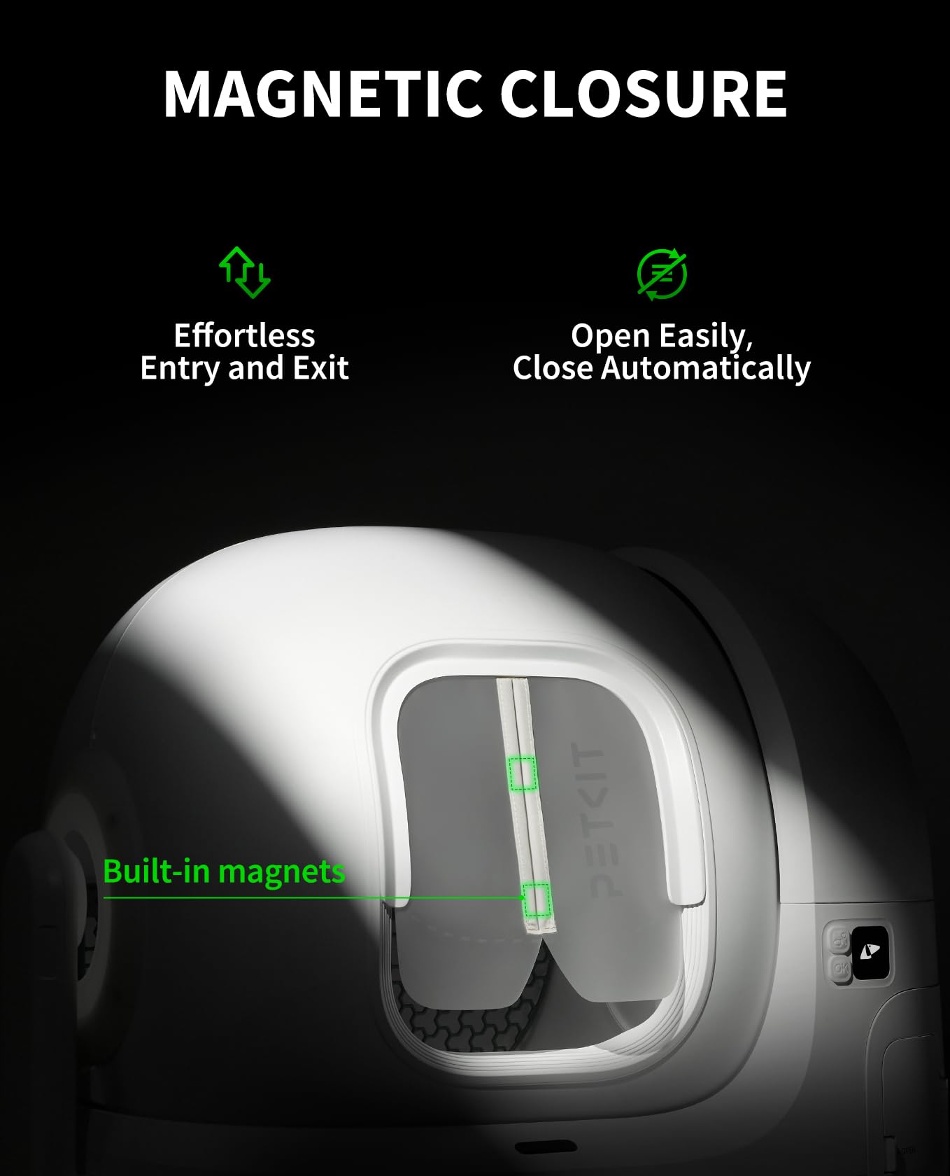 PETKIT curtain closeup seals dust and odors around the litter box