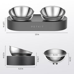 PETKIT Cybertail raised bowl tilt-15-degree demonstrates posture-friendly design for pets.