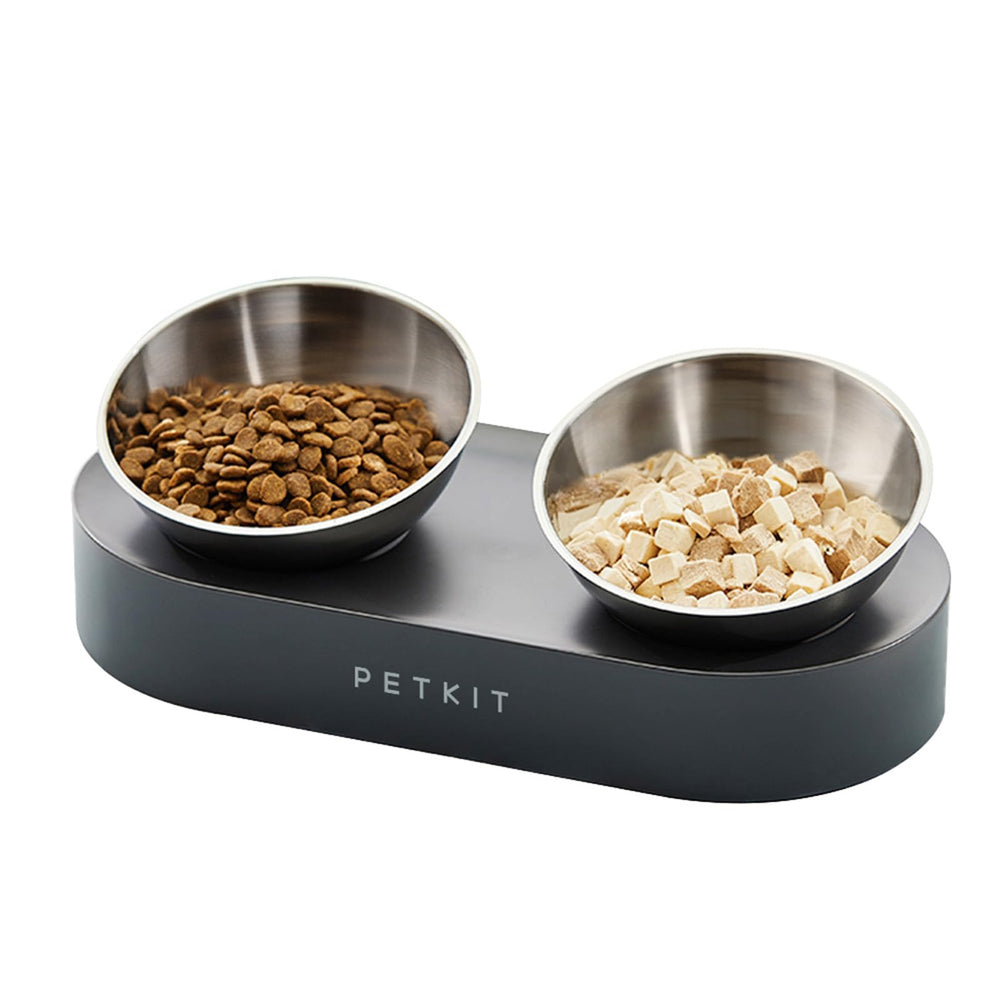 PETKIT Cybertail stainless steel bowl top view shows durable, dishwasher-safe construction for easy cleaning.