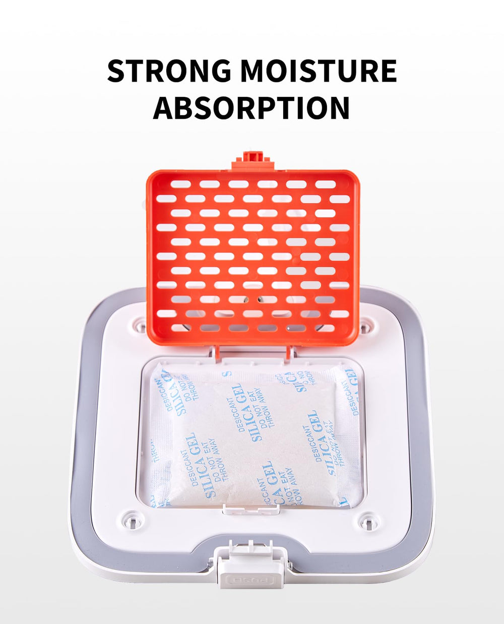 PETKIT desiccant bags in feeder demonstrate moisture absorption protecting stored kibble.