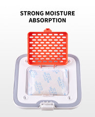 PETKIT desiccant bags in feeder demonstrate moisture absorption protecting stored kibble.