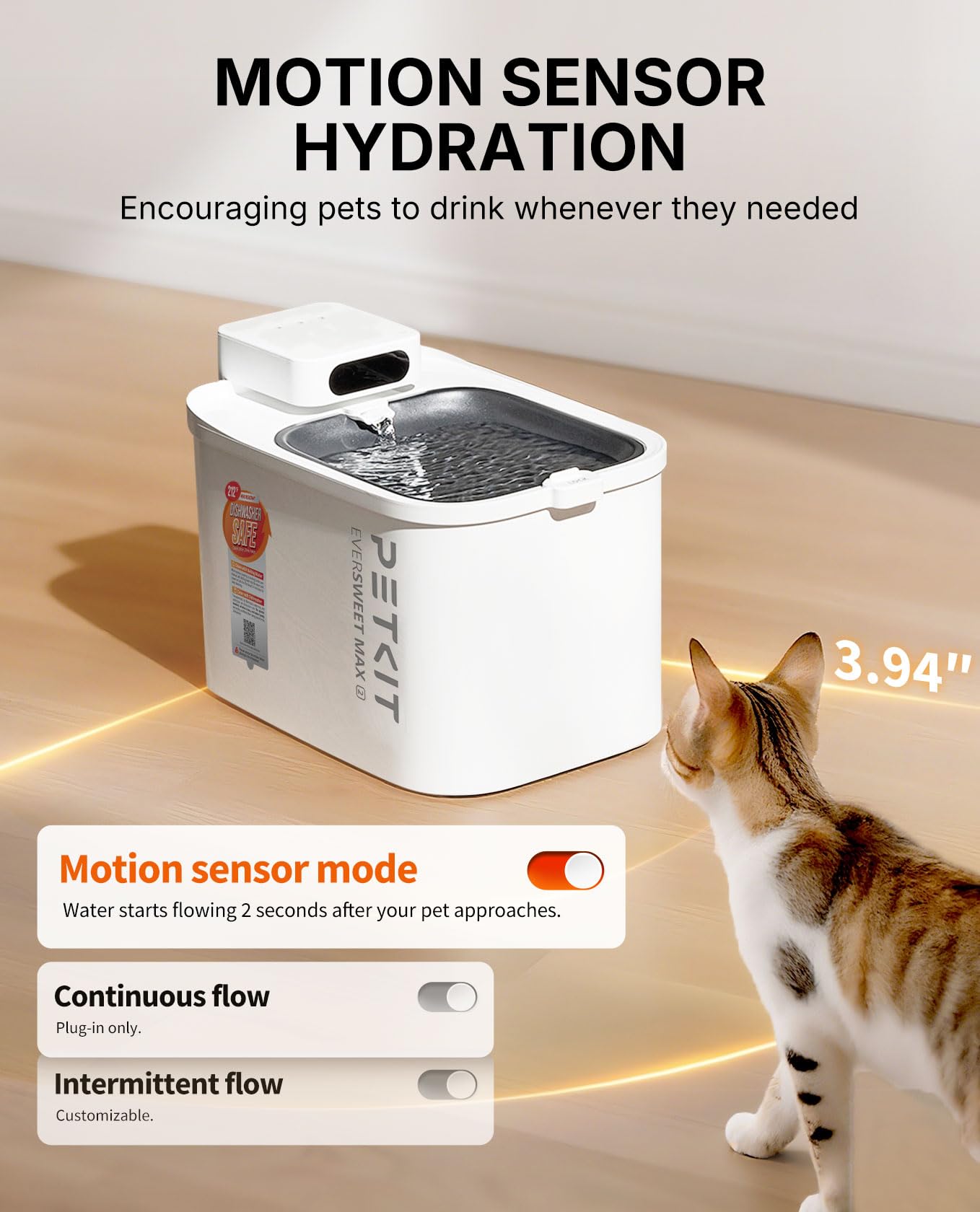 PETKIT fountain with dishwasher-safe parts for simple cleaning