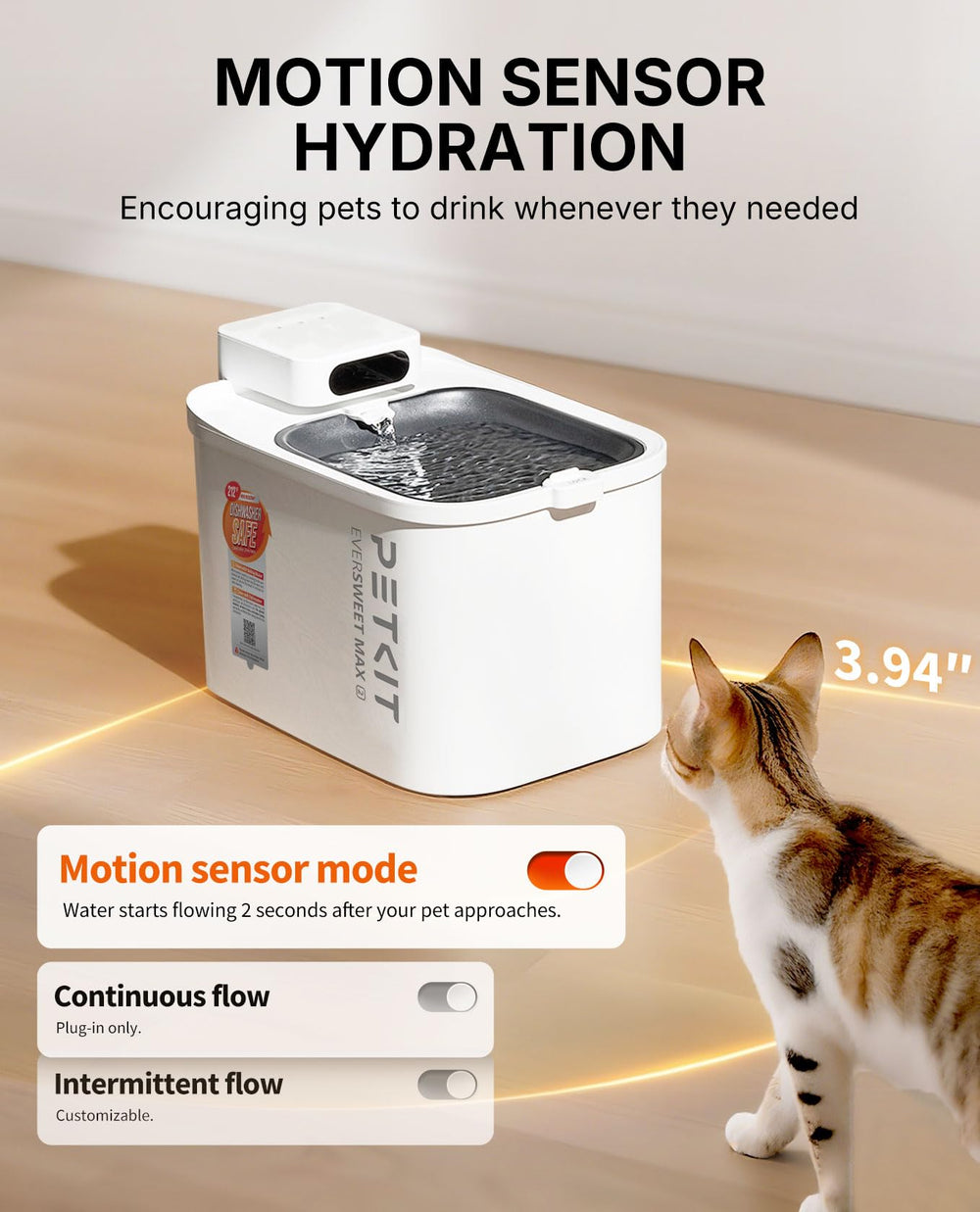 PETKIT fountain with dishwasher-safe parts for simple cleaning