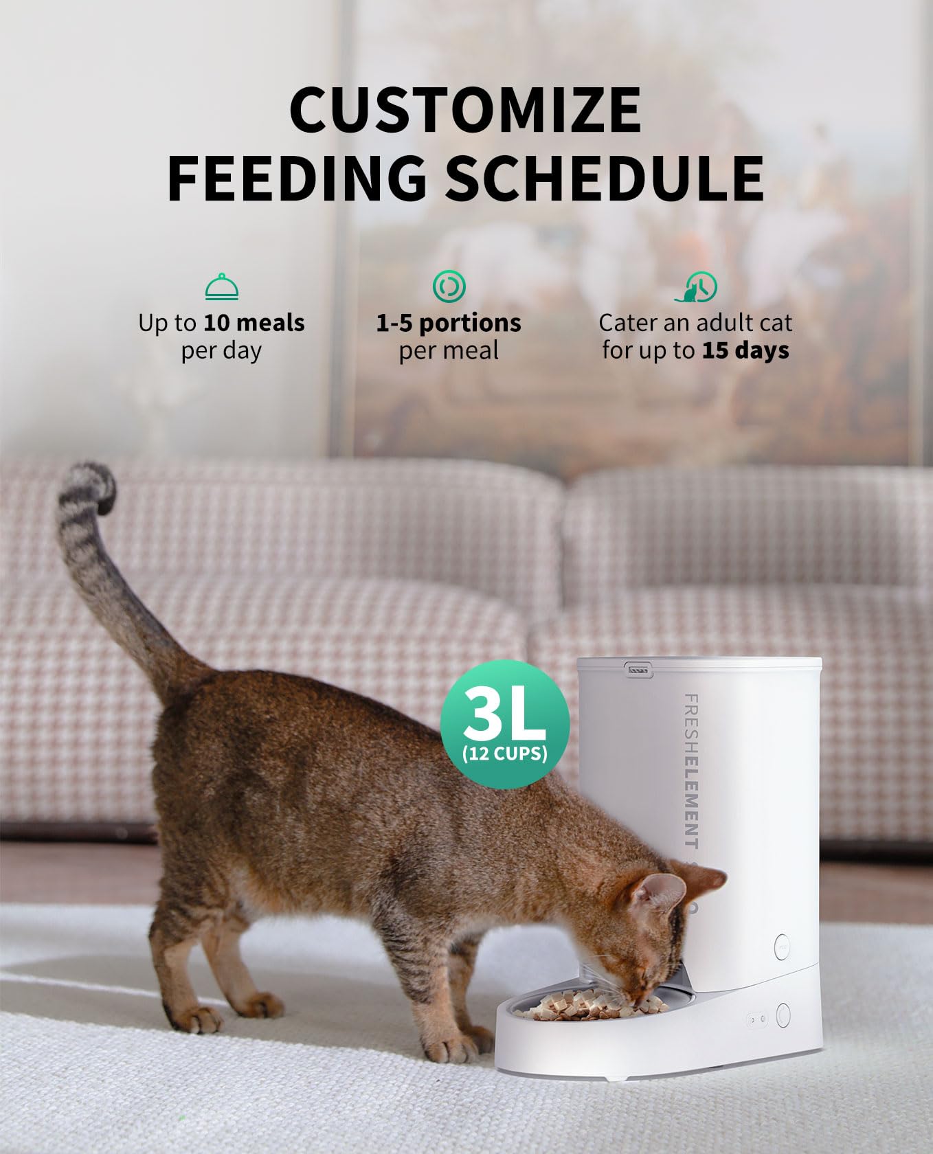 PETKIT feeder 3L capacity visual highlighting ample food storage