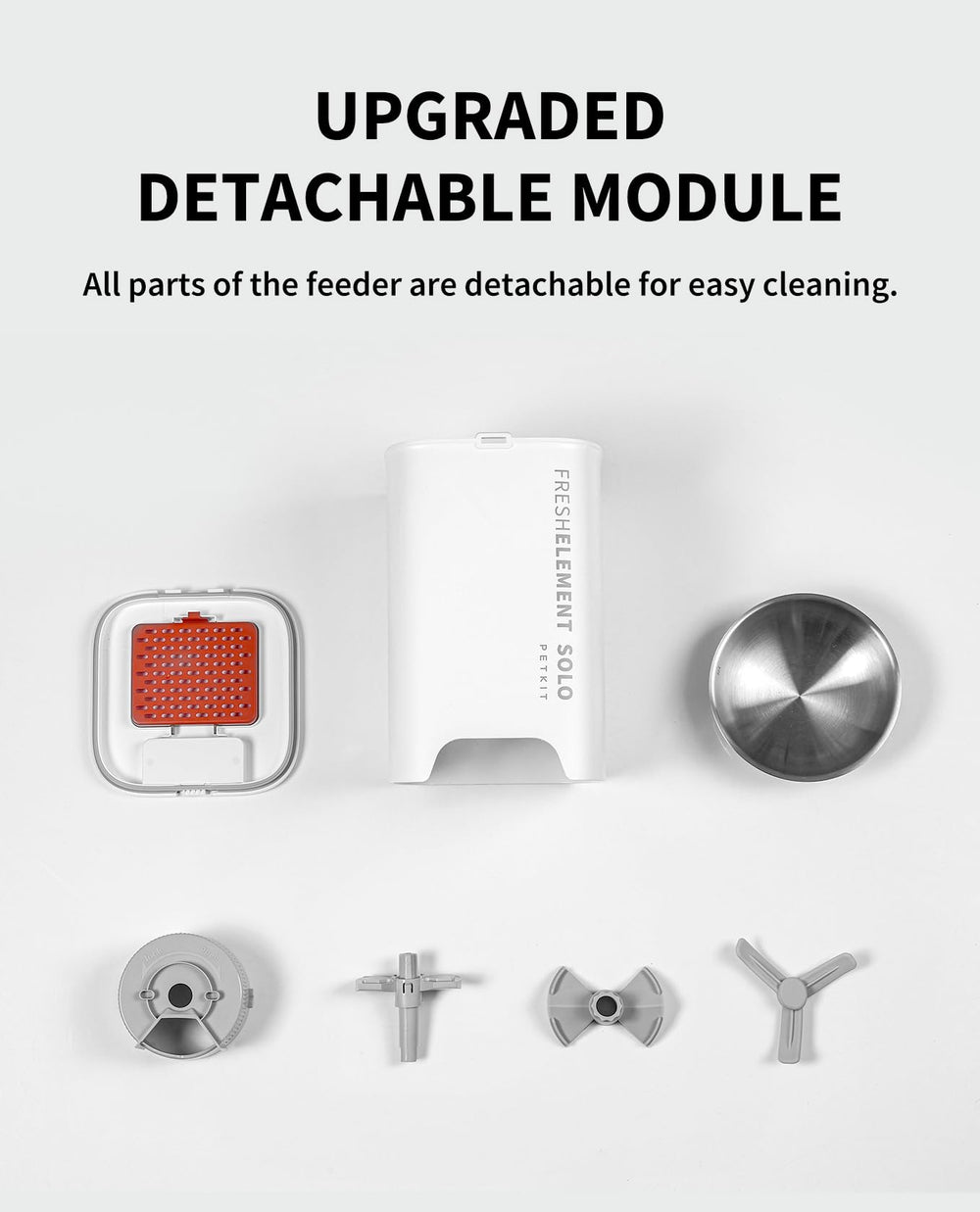 PETKIT desiccant bag inside the feeder indicating moisture control