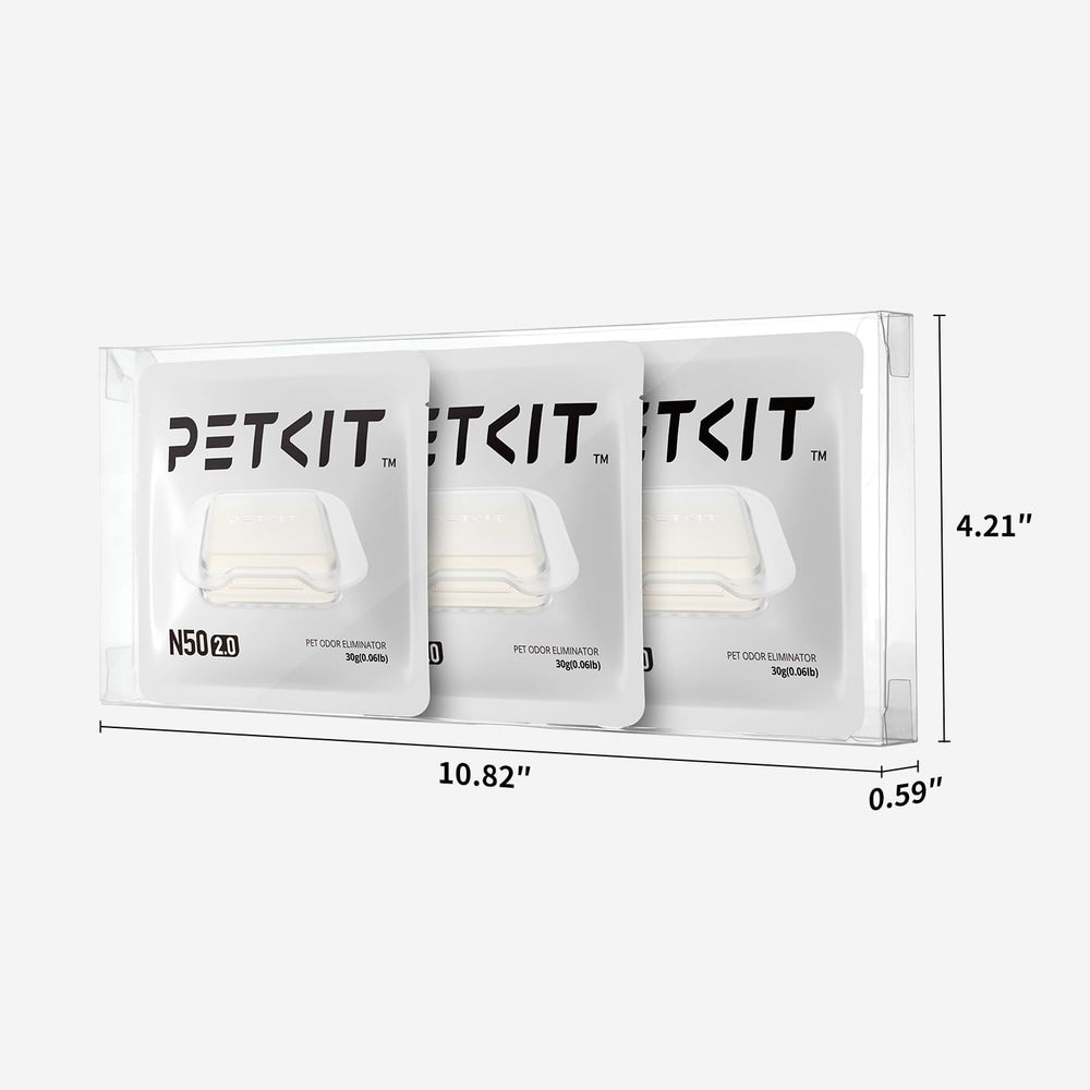 PETKIT N50-2.0 pack closeup showing three pieces for monthly use