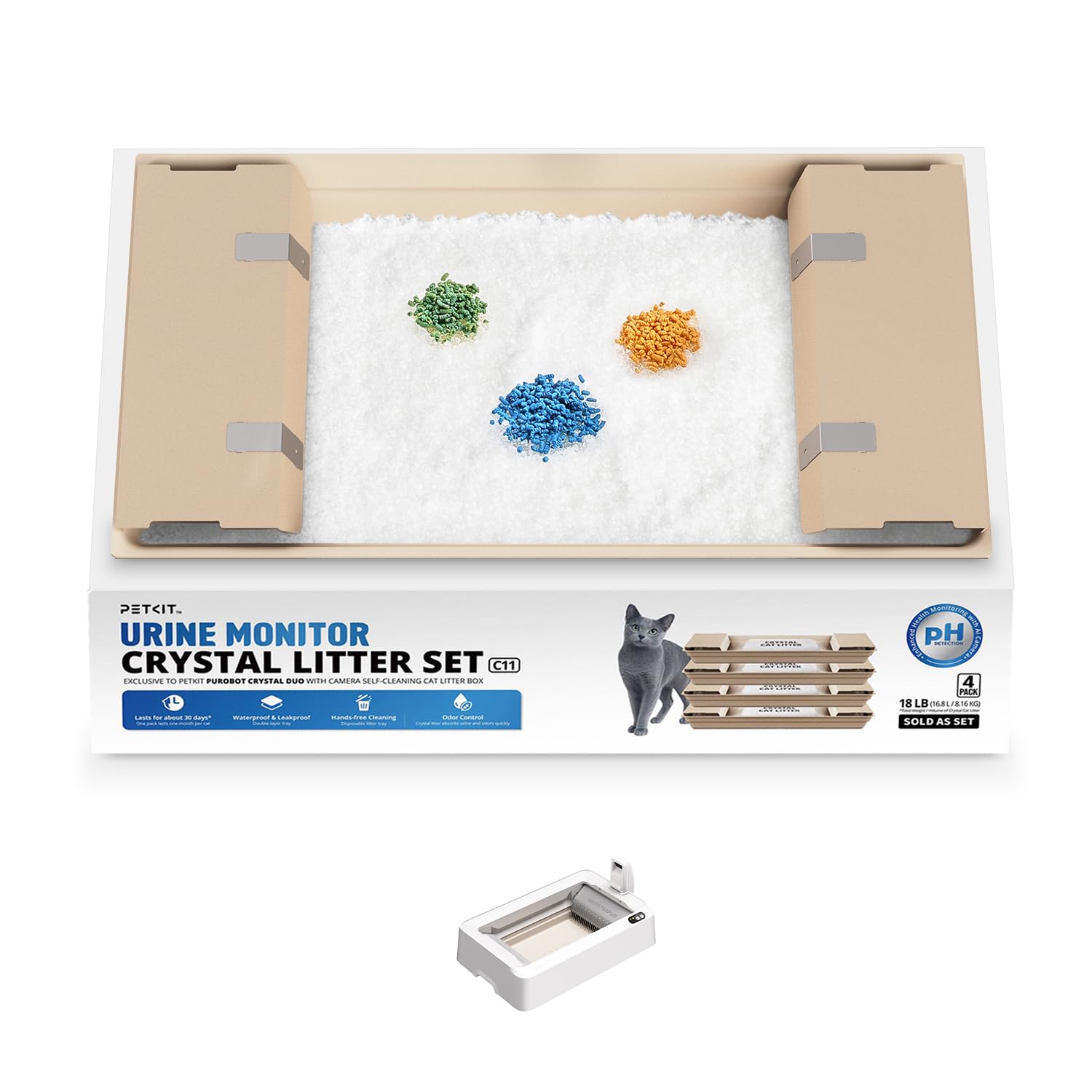 PETKIT Purobot Crystal Duo AI live-streaming captures waste for proactive care.