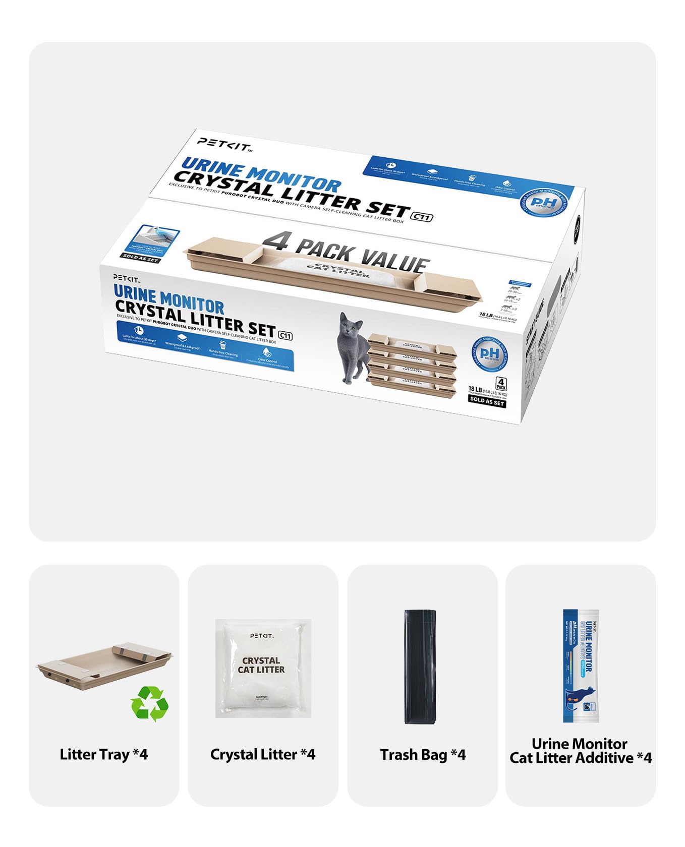 PETKIT Crystal Duo dust-free design minimizes mess and tracking.