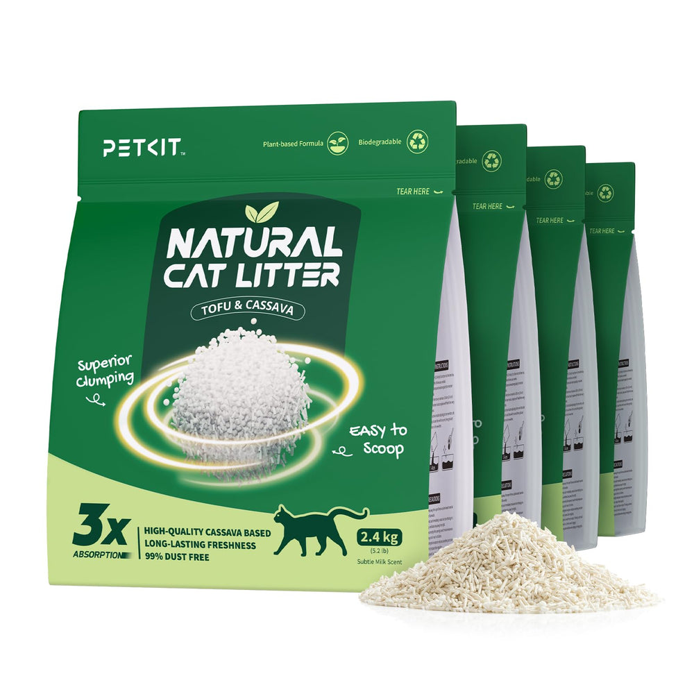 PETKIT tofu mixed litter clumping action forms tight clumps for easy scooping