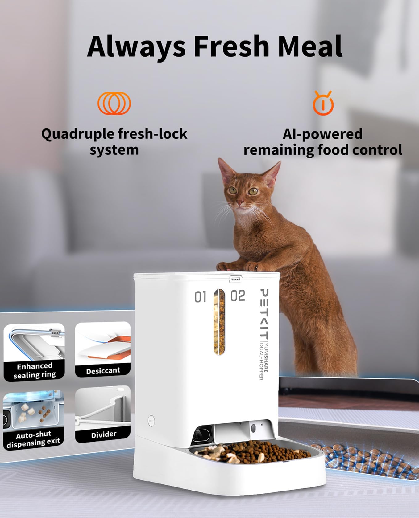 PETKIT Yumshare desiccant drawer maintaining fresh food