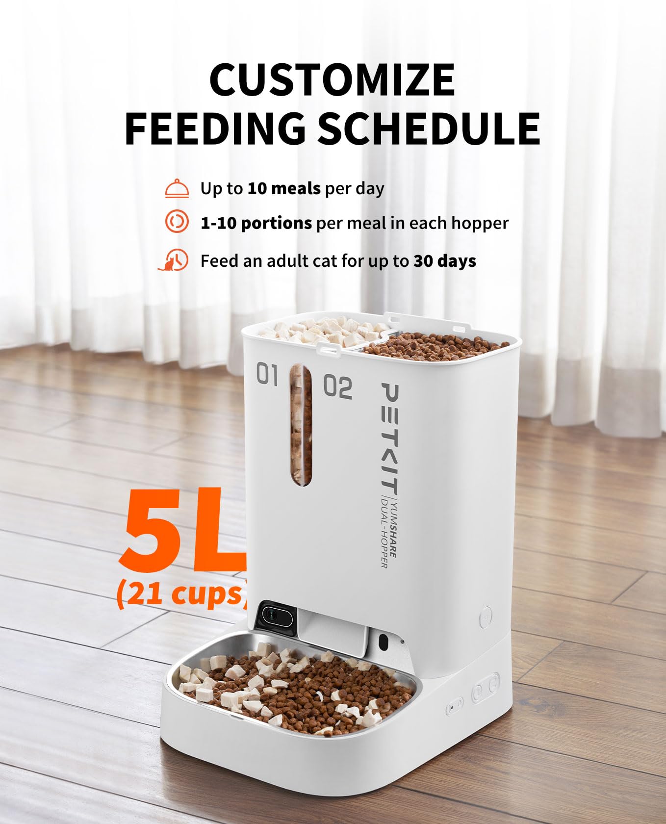 PETKIT Yumshare portion-control hopper enabling per-pet feeding