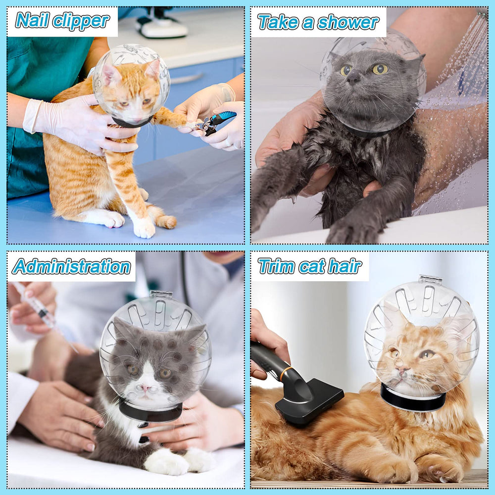 PETKNOWS cat-head-protection-during-grooming shields caregivers during bath and nail trim.