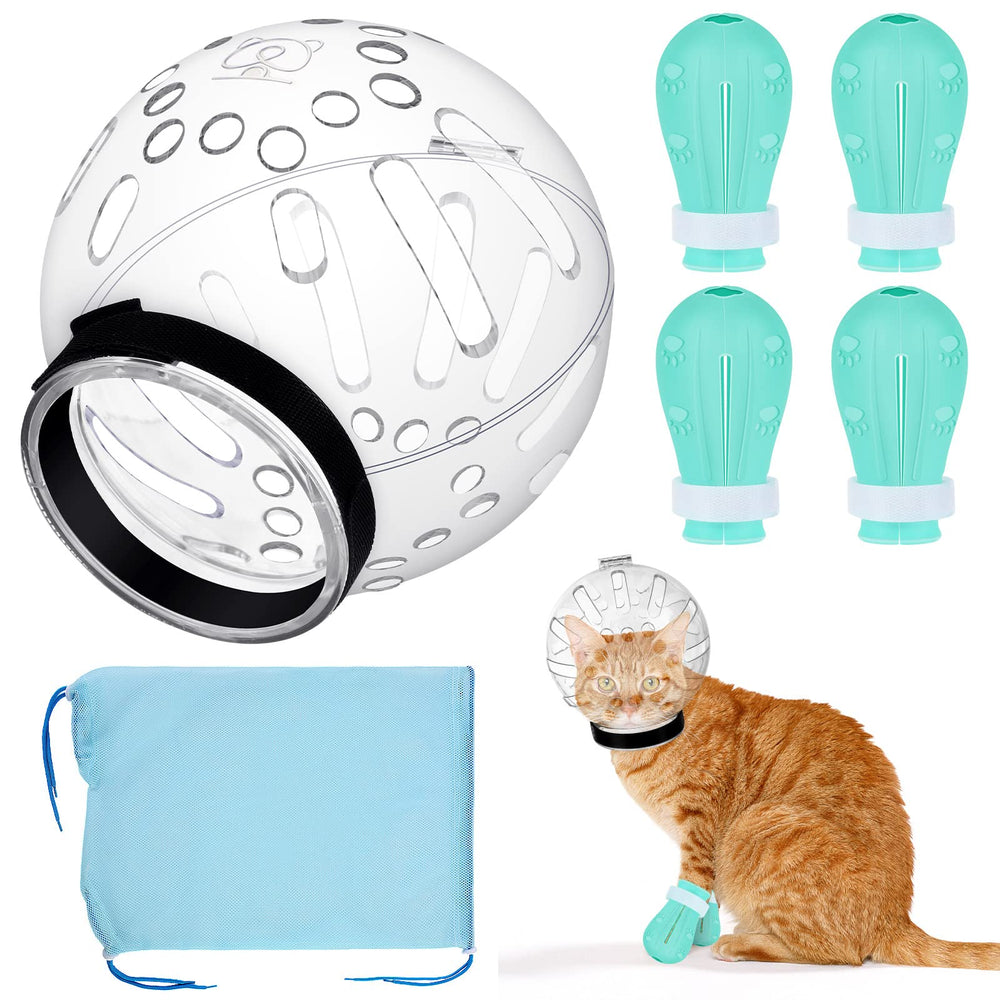 PETKNOWS cat-helmet-grooming-bubble provides secure fit for calm grooming sessions.