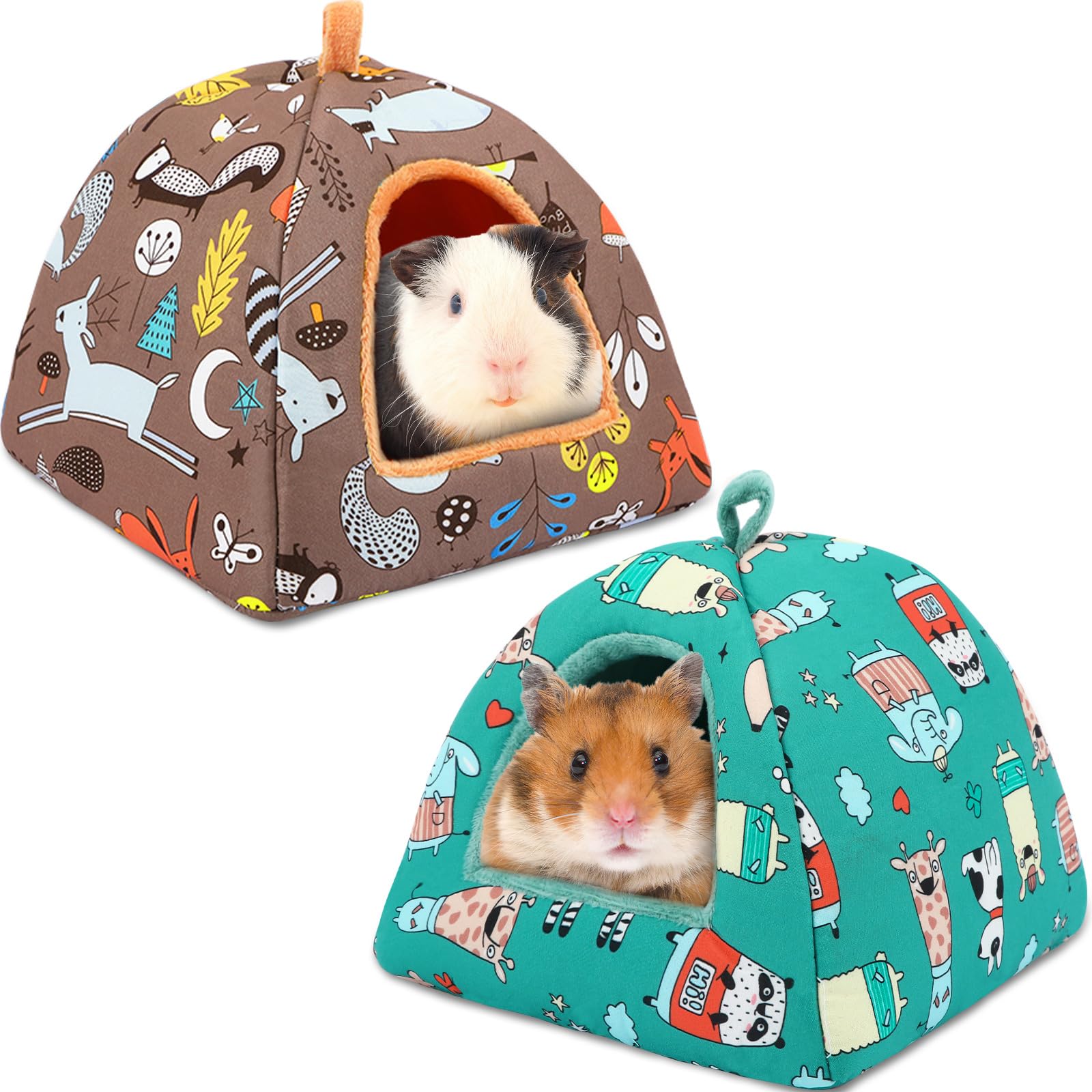PETKNOWS Guinea Pig Bed dual-pack setup provides cozy hideouts for small pets