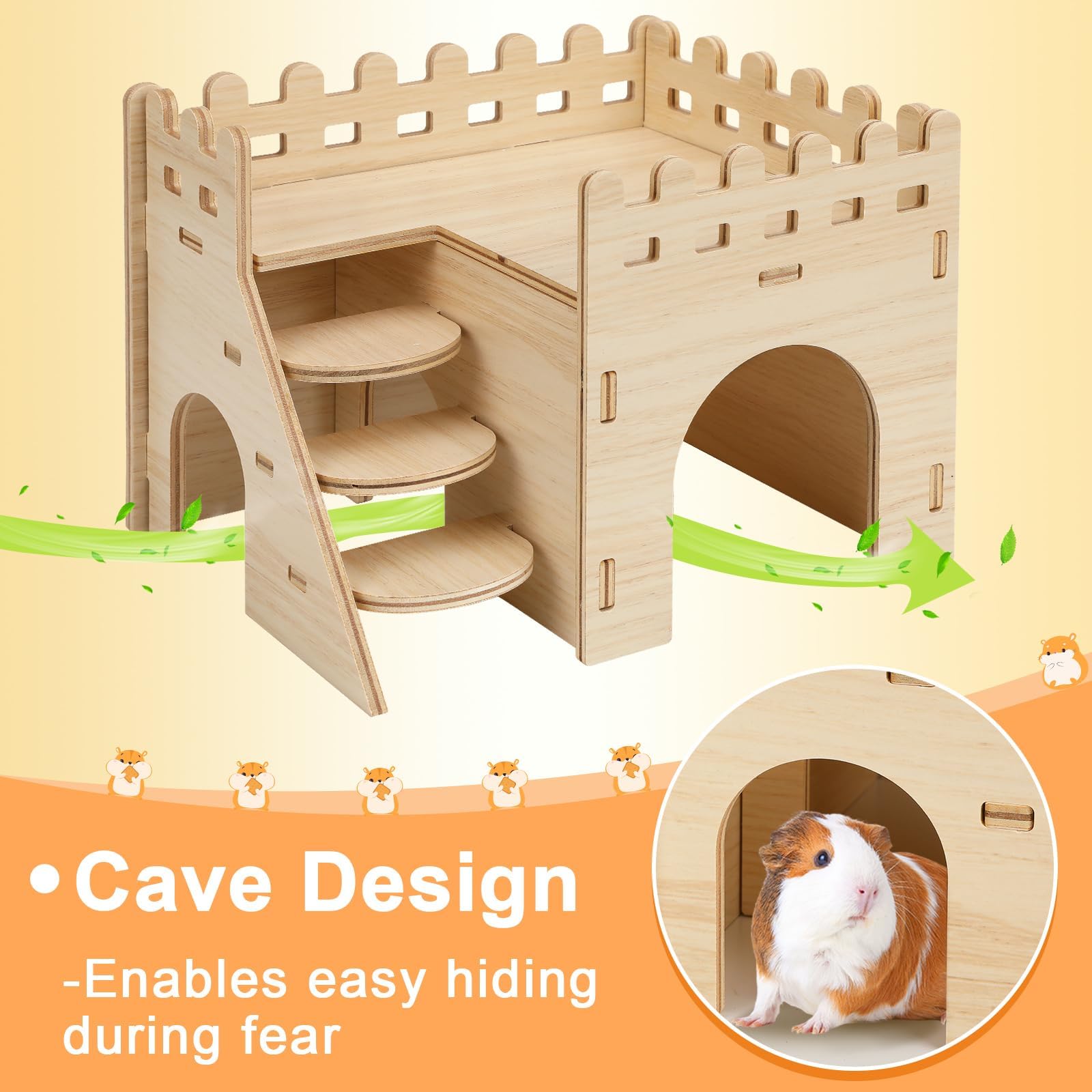 PETKNOWS wooden hamster castle demonstrates sturdy, natural design.