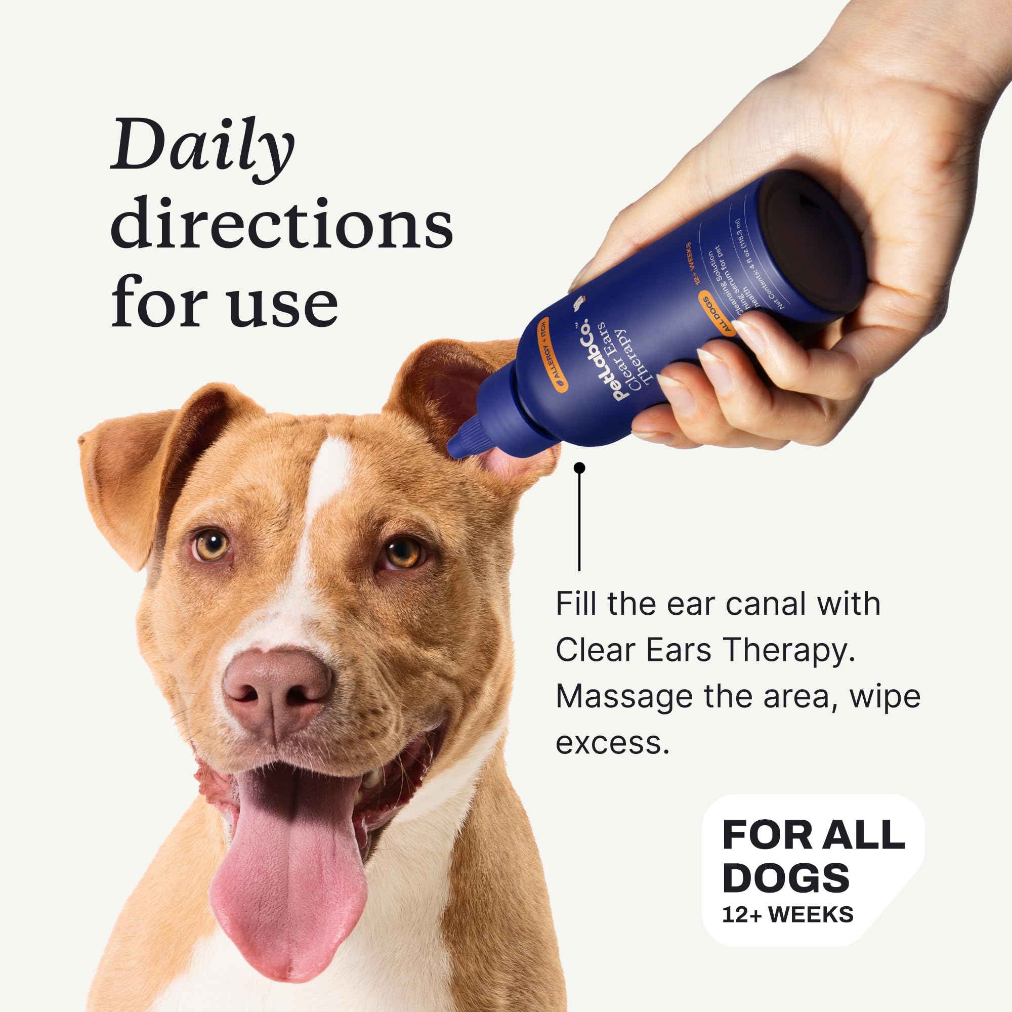 PetLab Co Clear Ears Therapy easy-daily-use bottle supports routine care.