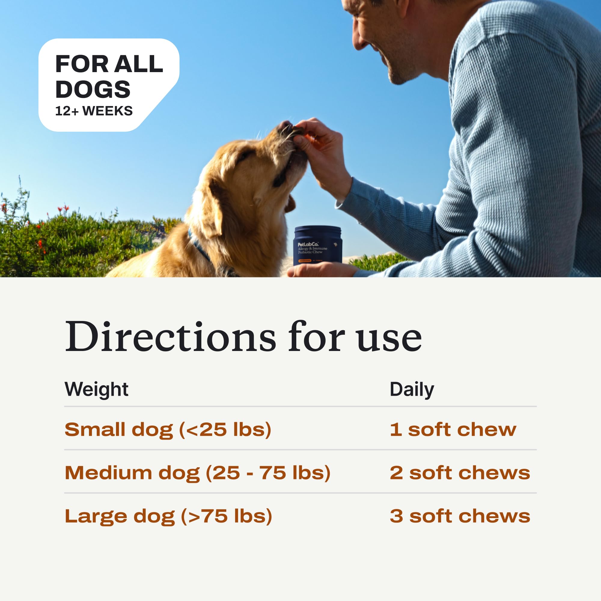 PetLab Co. dogs enjoying chews during daily supplementation lifestyle.
