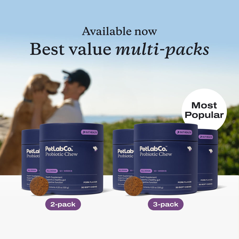 PetLab Co. Probiotics for Dogs NASC-certified quality assurance displayed on packaging.