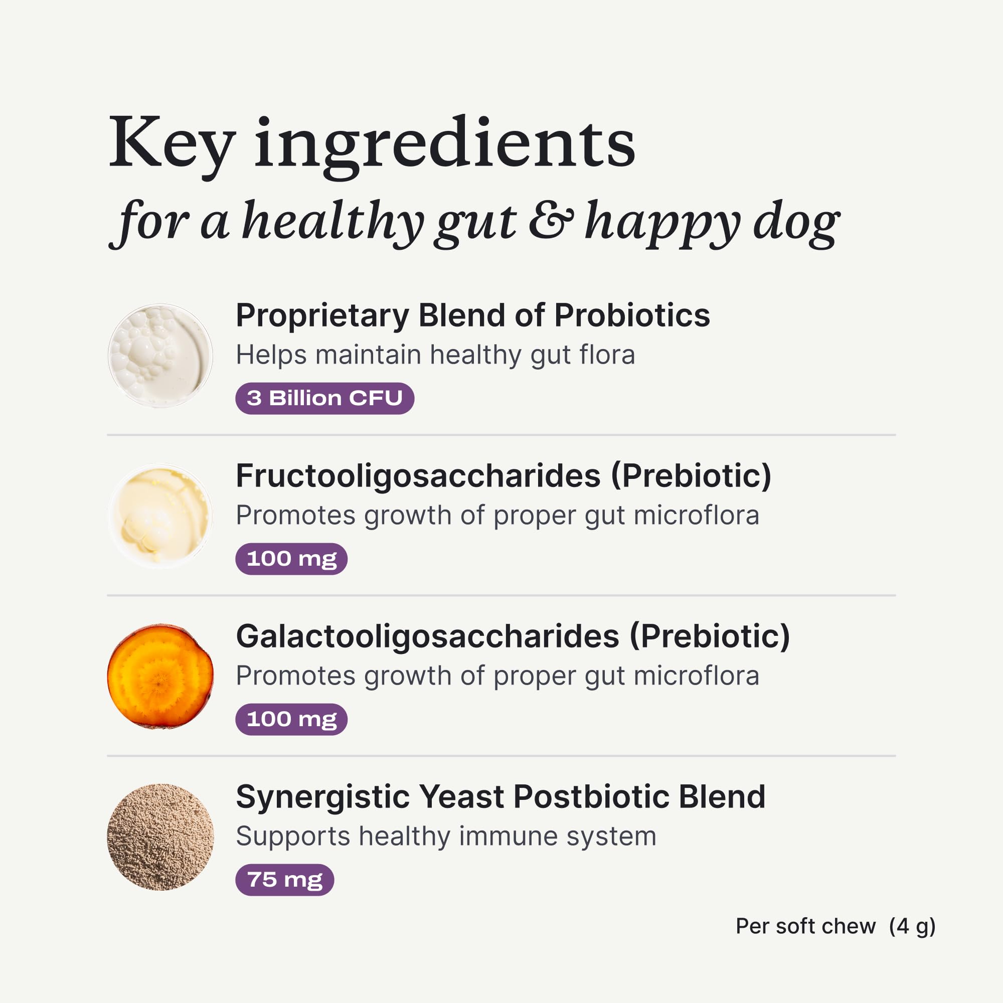 PetLab Co Probiotics for Dogs pumpkin and inulin ingredients support digestion.