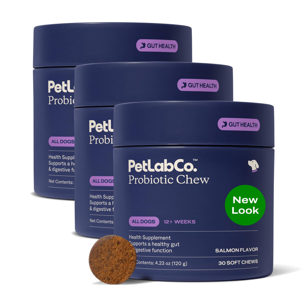 PetLab Co. salmon-flavored probiotic chews for dogs provide convenient gut support.