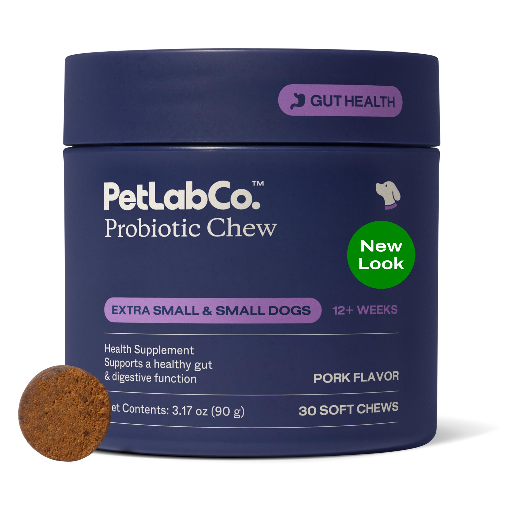 PetLab Co Probiotics for Dogs bottle with soft chews supports digestion and daily wellness