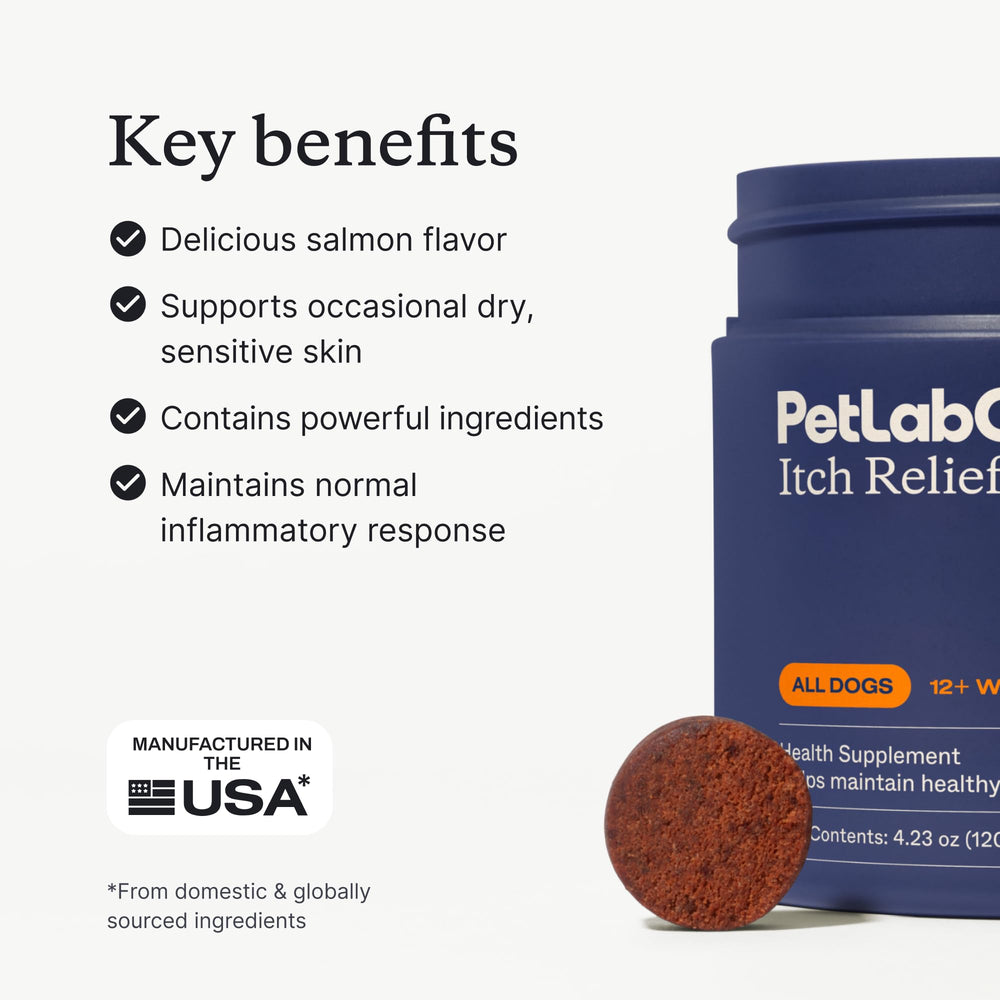PetLab Co. Salmon Itch Relief Chew Pro salmon-flavor closeup highlights palatable appeal