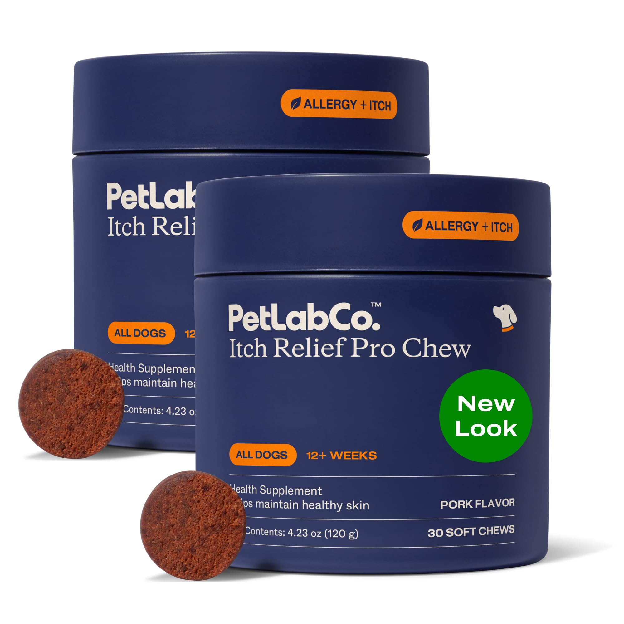 PetLab Co. Itch Relief Chew Pro bottle—packaged chews designed to support healthy skin.