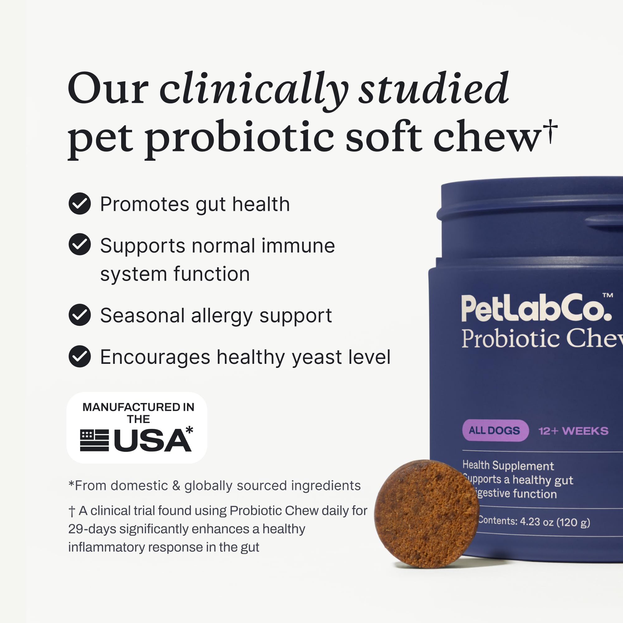 PetLab Co Probiotics for Dogs prebiotic inulin and pumpkin boost digestion and regularity
