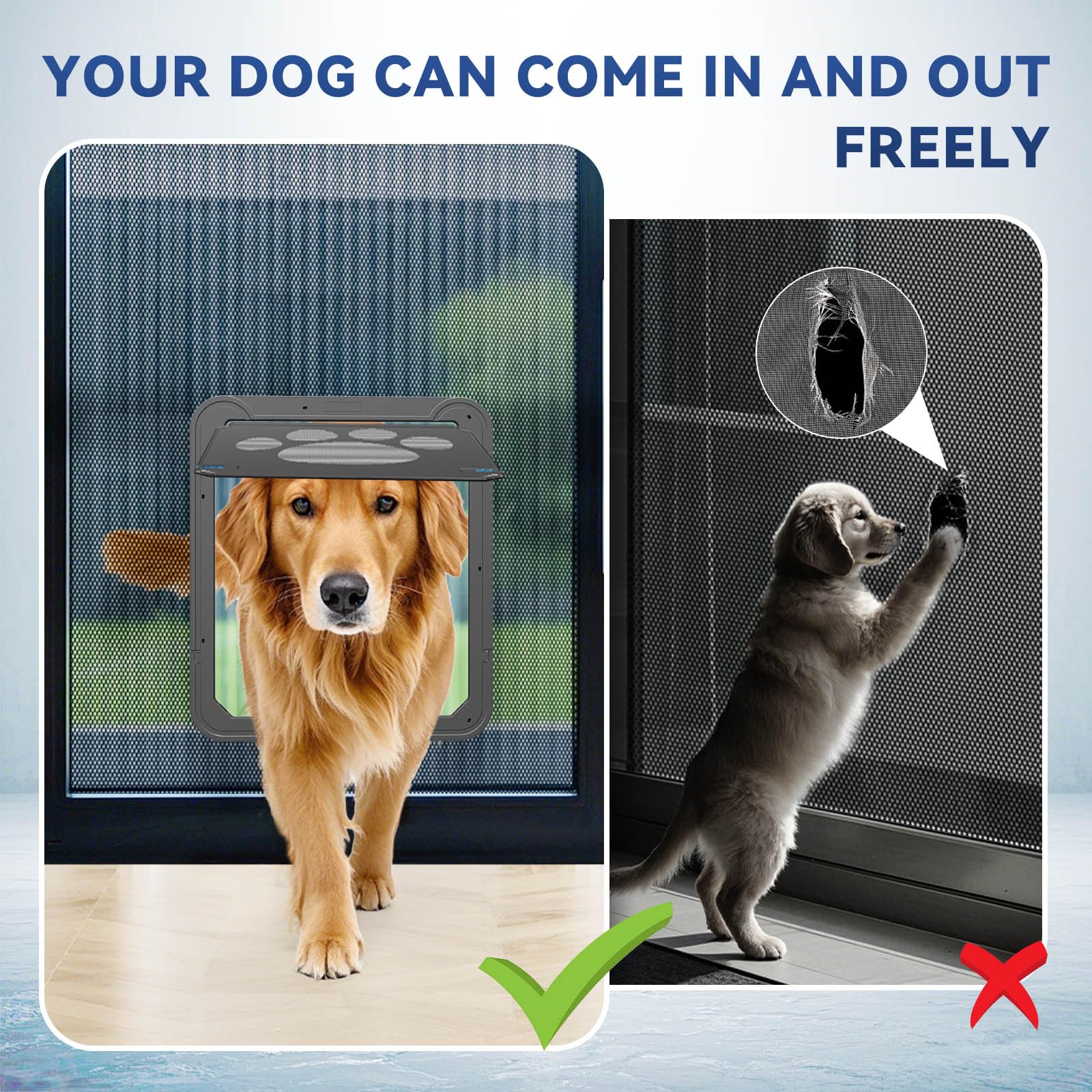 PETLESO dog door black two sliding locks for secure unsupervised use