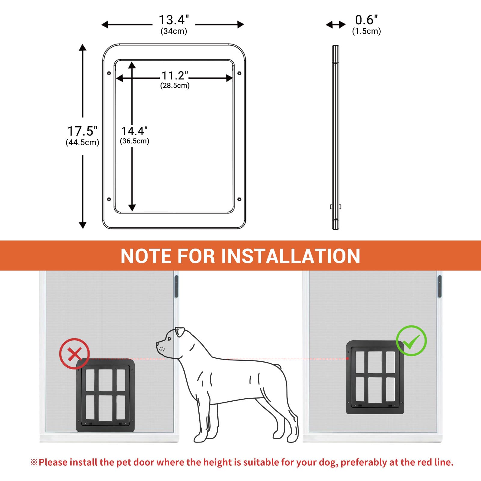 PETLESO dog door easy installation with screen cut and screws included.
