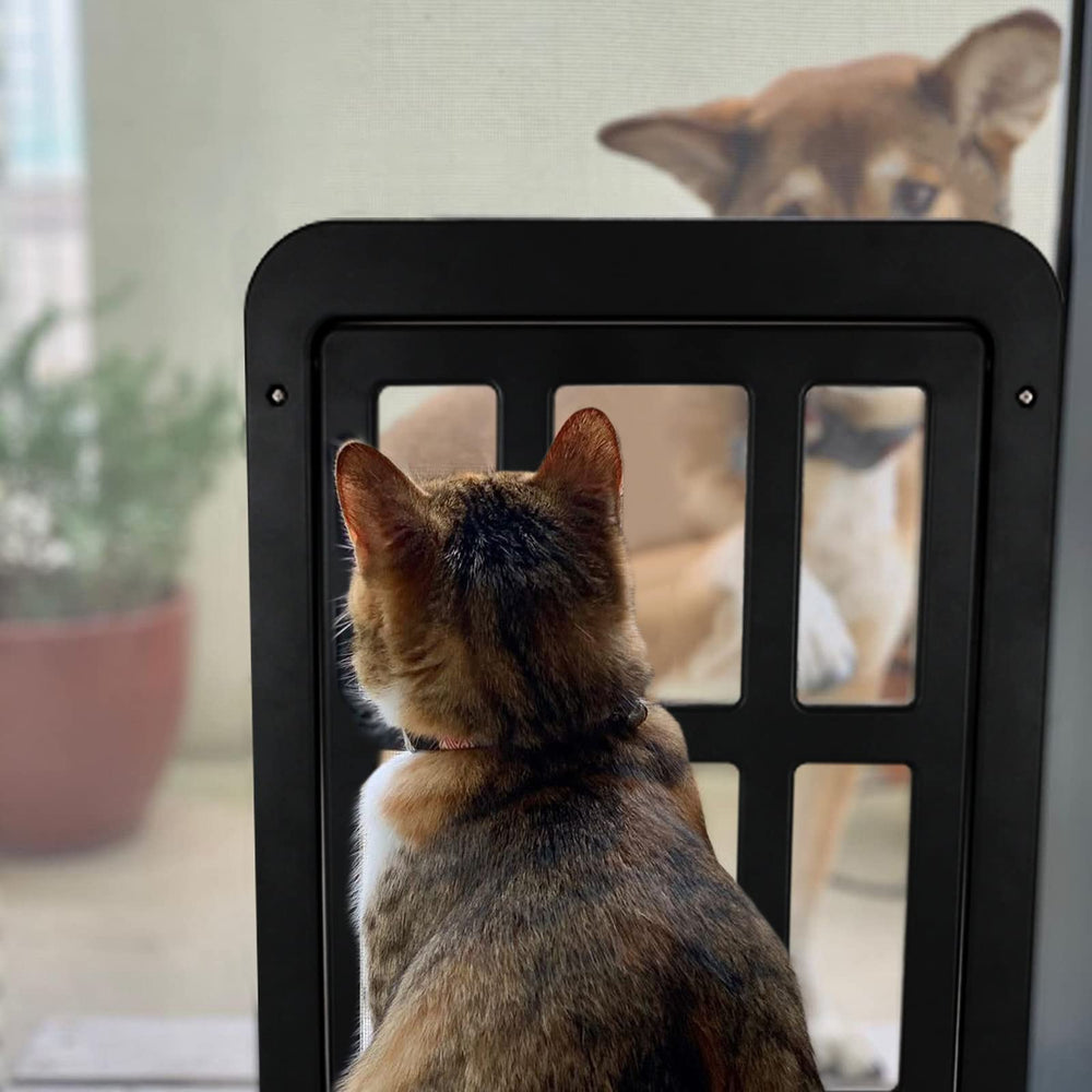 PETLESO dog door sturdy plastic build resists sun deformation.