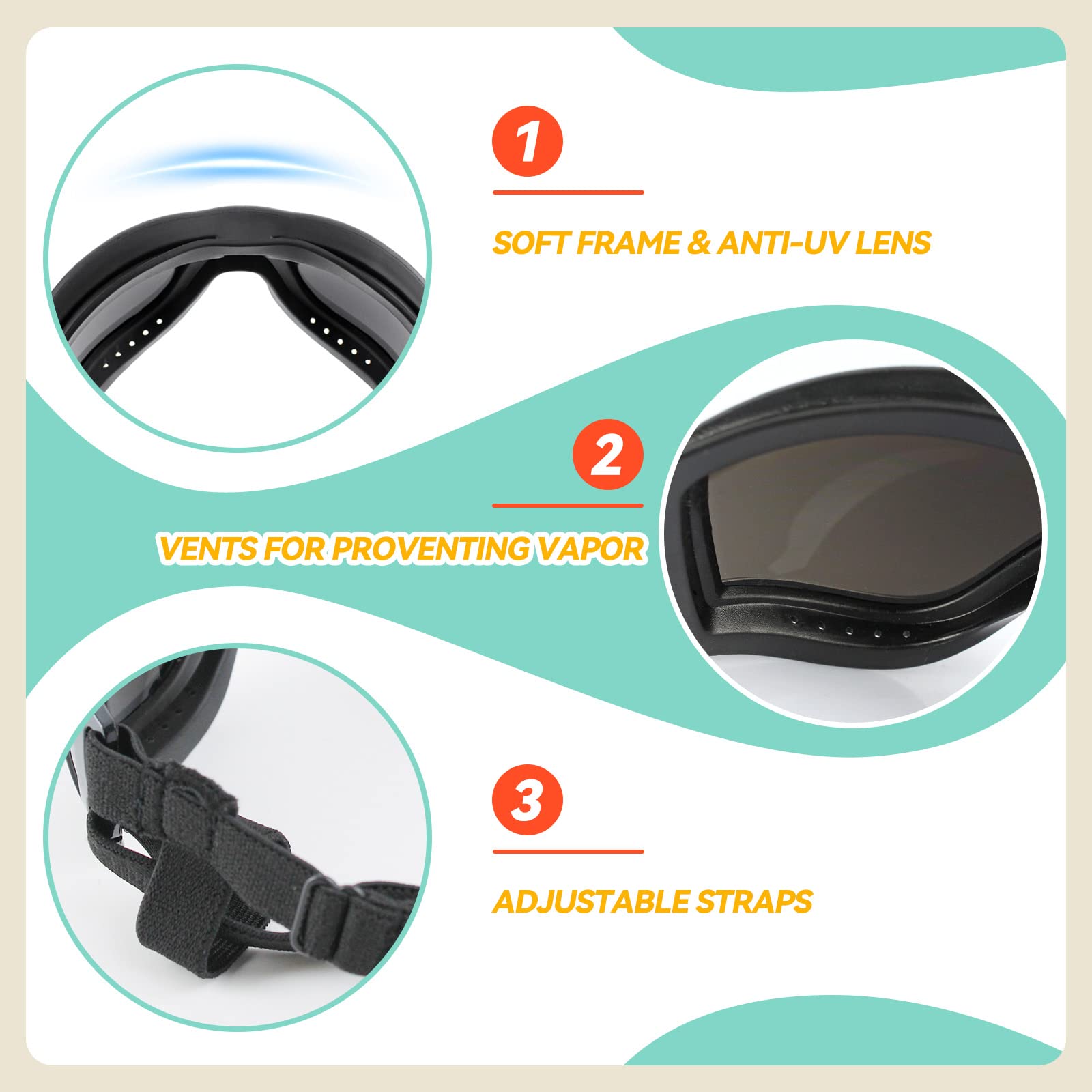 PETLESO dog goggles adjustable nose bridge for comfortable fit