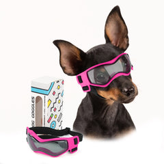 PETLESO dog goggles small breed pink front view for sunny walks