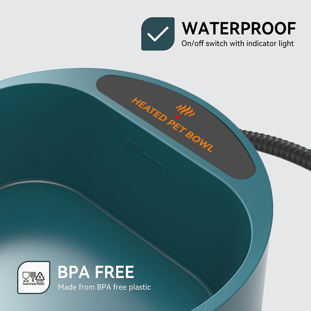 PETLESO heated water bowl for outdoor use shows weatherproof warmth for pets.