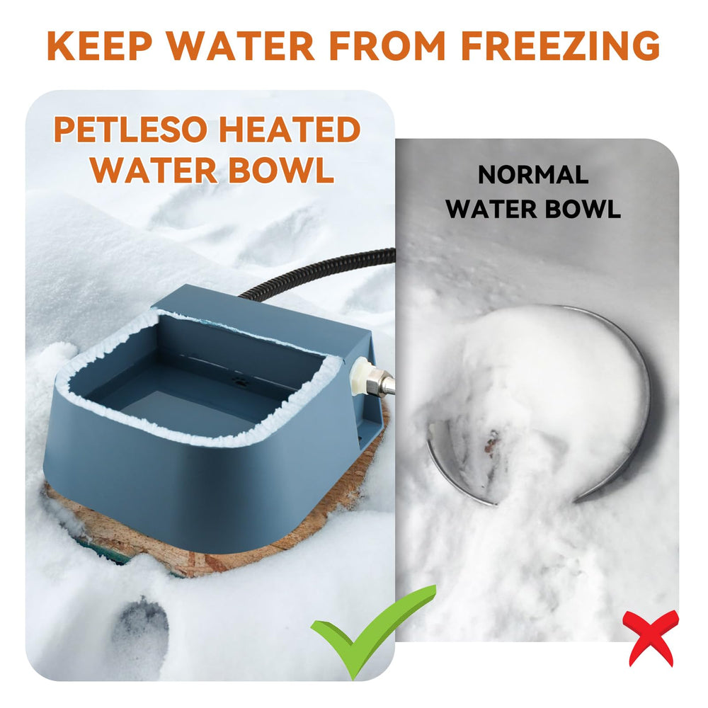PETLESO Water bowl connected to hose demonstrates easy outdoor setup.