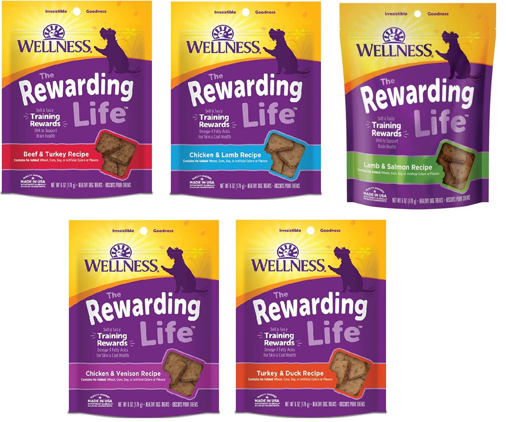Petlewa Wellness-Wellbites packaging front, grain-free dog treats for all sizes, ideal daily rewards.