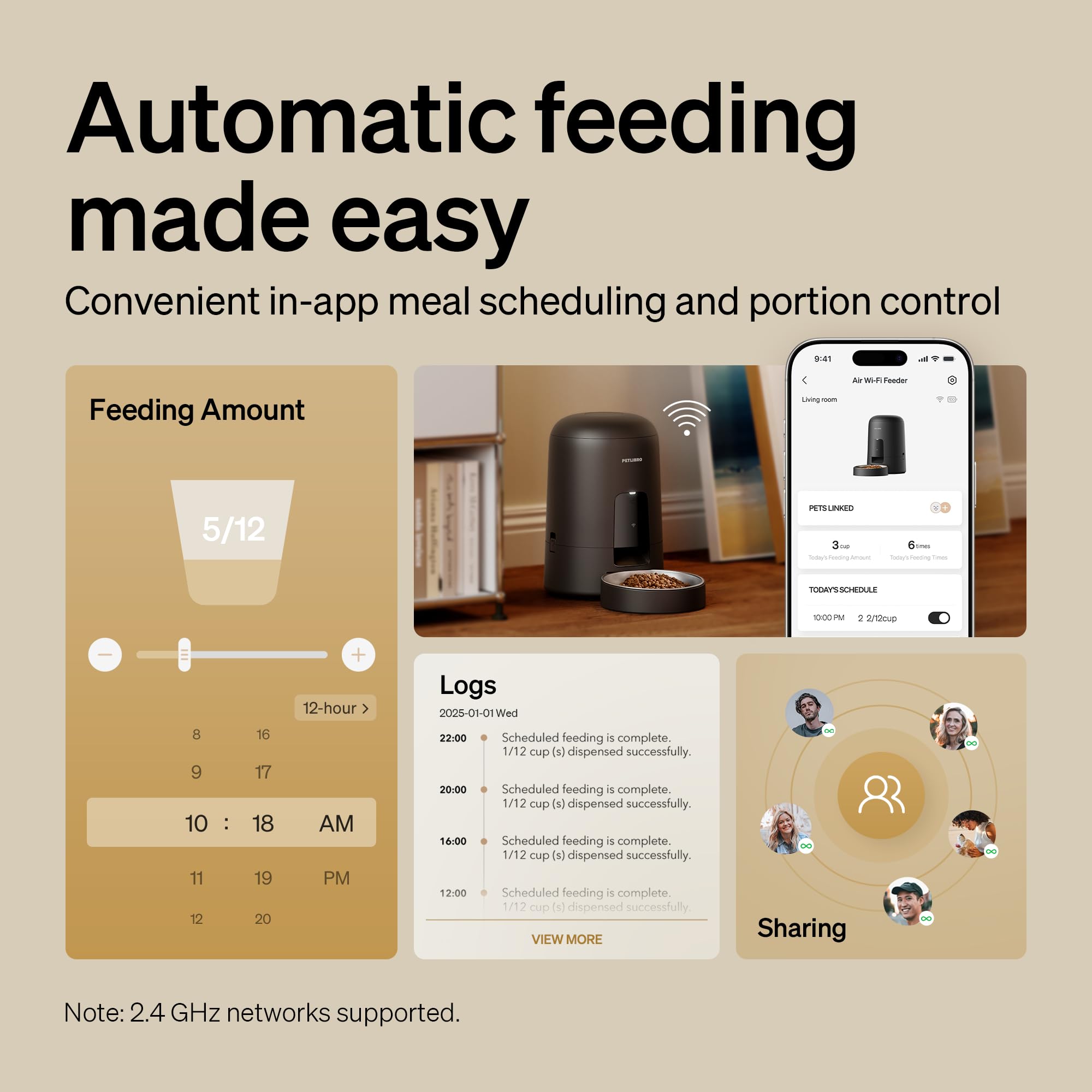 PETLIBRO Air feeder front view with user-friendly controls for easy setup.
