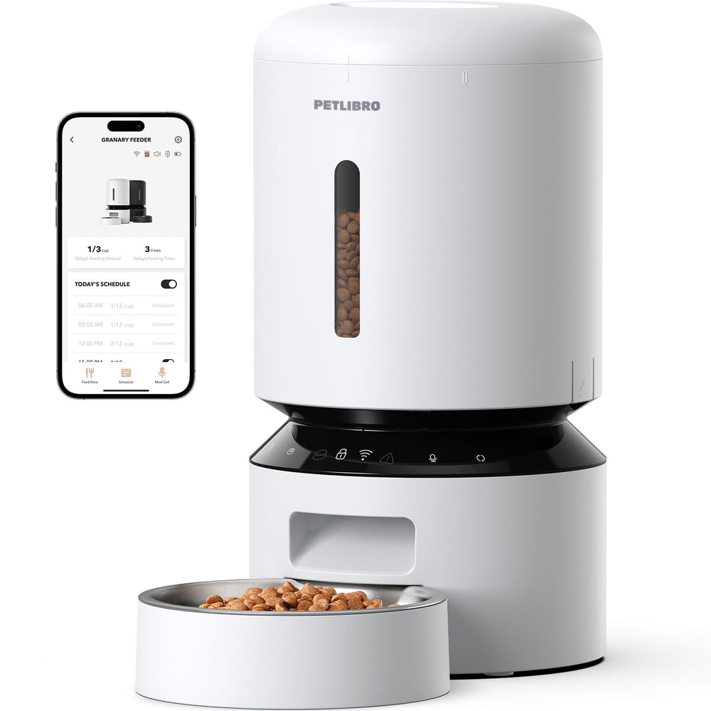 PETLIBRO automatic feeder with wifi control enables remote meal scheduling for busy households.