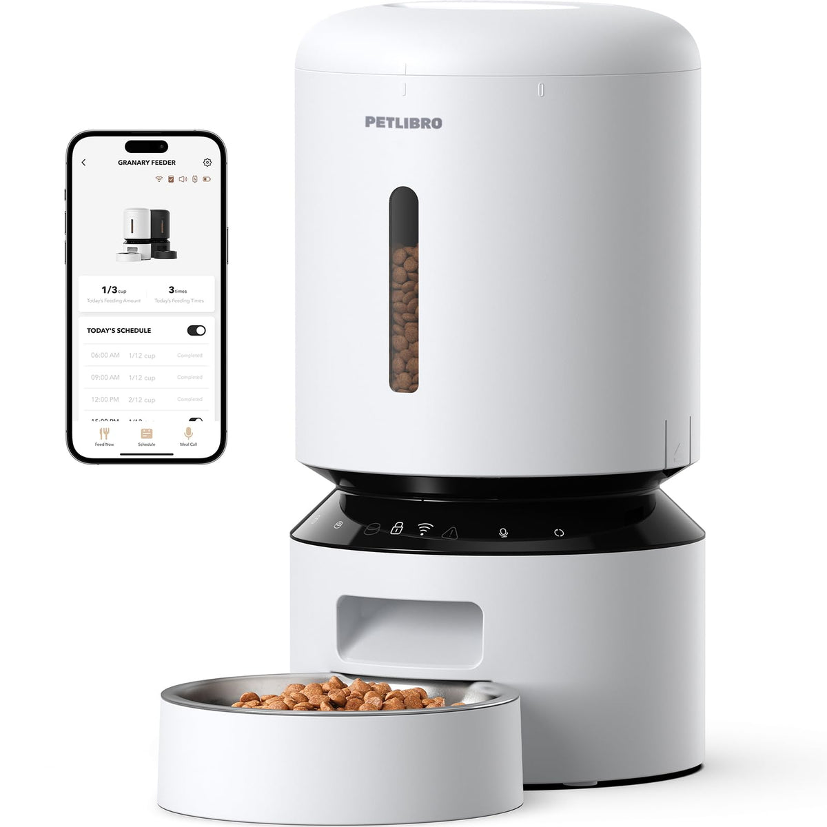 PETLIBRO automatic feeder with wifi control enables remote meal scheduling for busy households.
