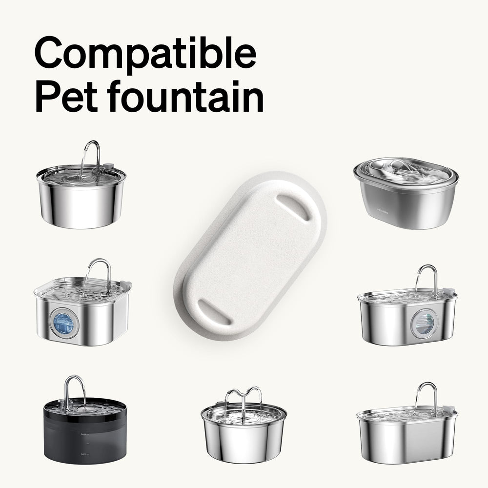 PETLIBRO filter media close-up highlights cotton, carbon, ion-exchange resin for fresher water taste.